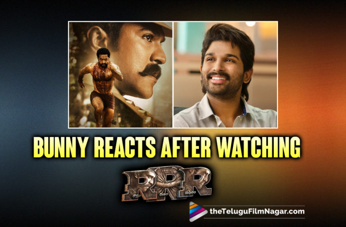 Love You Bava: Allu Arjun Reacts After Watching RRR!,Telugu Filmnagar,Latest Telugu Movies 2022,Telugu Film News 2022,Tollywood Movie Updates,Latest Tollywood Updates,Latest Film Updates,Tollywood Celebrity News, Icon Star Allu Arjun,Allu Arjun,Bunny,Allu Arjun Movies,Allu Arjun latest Movies,Allu Arjun Upcoming Movies,Allu Arjun New Movies,Allu Arjun Movie Updates,Allu Arjun Pushpa The Rule,Allu Arjun Pushpa The Rise Movie, Aallu Arjun Pushpa the Rule Movie Updates,Allu Arjun Response after watching RRR,Allu Arjun about Ramcharan,Allu Arjun about RRR Movie,Allu Arjun about SS Rajamouli, Icon Star Allu Arjun and his family watched his cousin Ram Charan starrer RRR Movie in Hyderabad,The Pushpa actor could not stop his overwhelming delight and took to Twitter to share his feelings, Allu Arjun Tweet Hearty Congratulations to the Entire team of #RRR,What a spectacular movie my respect to our pride @ssrajamouli garu for the vision,Soo proud of my brother a mega power @AlwaysRamCharan for a killer & careers best performance, My Respect & love to my bava… power house,Allu Arjun Pushpa: The Rule,Director Sukumar,Rashmika Mandanna and Fahadh Faasil are reprising their roles in Pushpa the Rule Movie,Allu Arjun with Koratala Siva New Movie tentatively titled as AA2, Ram Charan and Jr NTR Action Secen,Ramcharan and Jr NTR Dance,RRR Movie in Theatre,RRR Movie Songs,RRR Movie First Review,RRR Review,SS Rajamouli Movie RRR,Blocbuster Hit Movie RRR,Sensational Hit RRR, RRR Twitter Reviews,RRR Movie Super Hit Songs,RRR Multistarrer Movie,SS Rajamouli Movie RRR,RRR Super Hit Movie,RRR Blockbuster movie,Jr NTR and Ramcharan Movie RRR, RRR Movie Released in 10000 plus Screens world wide,RRR Movie stars Alia Bhatt and Olivia Morris,RRR Telugu Movie Review,SS Rajamouli Multistarrer Movie RRR,#RRRMovie,#Alluarjun